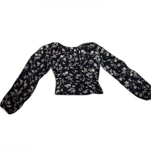 Free People Tops - Free People Boho New Final Rose Blouse - Black Combo, size Small. Long sleeve.
